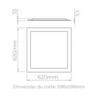 Painel de Embutir Evo 40W 90° 62x62cm - STH20958 - 3