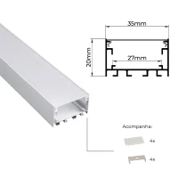 Kit com 10 - Perfil de Sobrepor VAST Nordecor 35*20mm - 4345